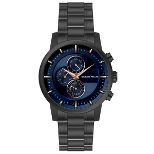 Michael Fellini Black Stainless Steel Green Dial Chronograph Quartz Watch for Gents - MF-2343-04