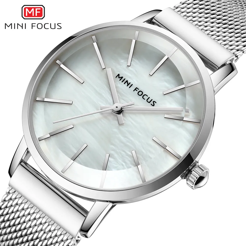 Mini Focus Silver Mesh Bracelet Silver Dial Quartz Watch for Ladies - MF0257L-02