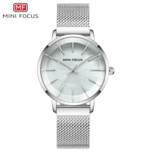 Mini Focus Silver Mesh Bracelet Silver Dial Quartz Watch for Ladies - MF0257L-02