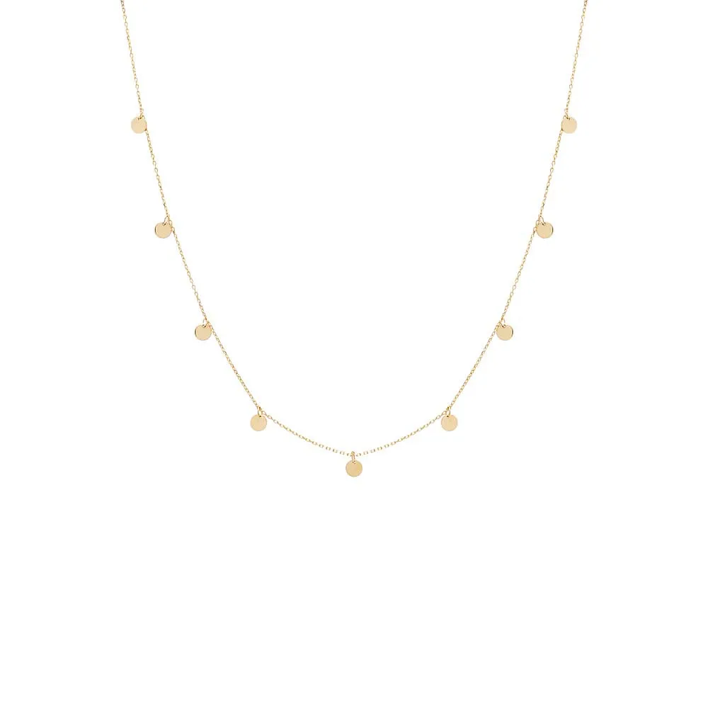Mini Solid Dangling Discs Necklace 14K