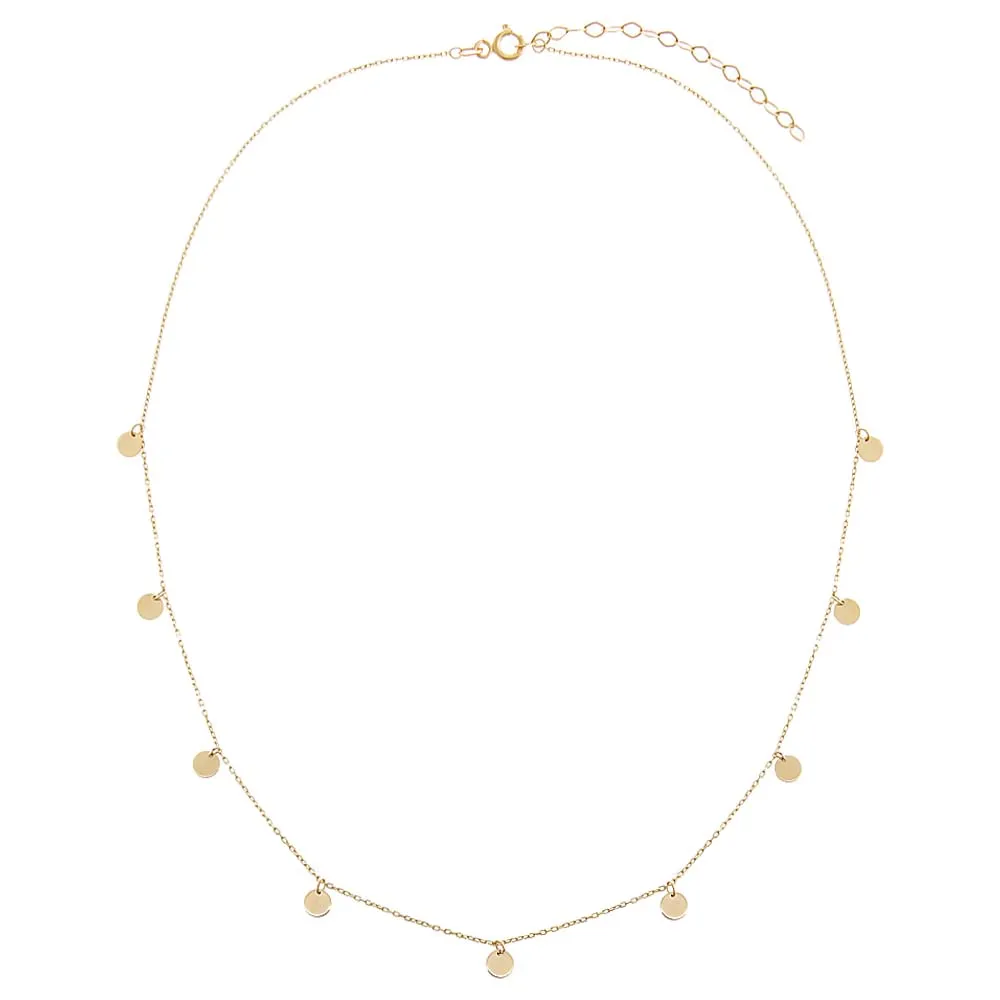 Mini Solid Dangling Discs Necklace 14K