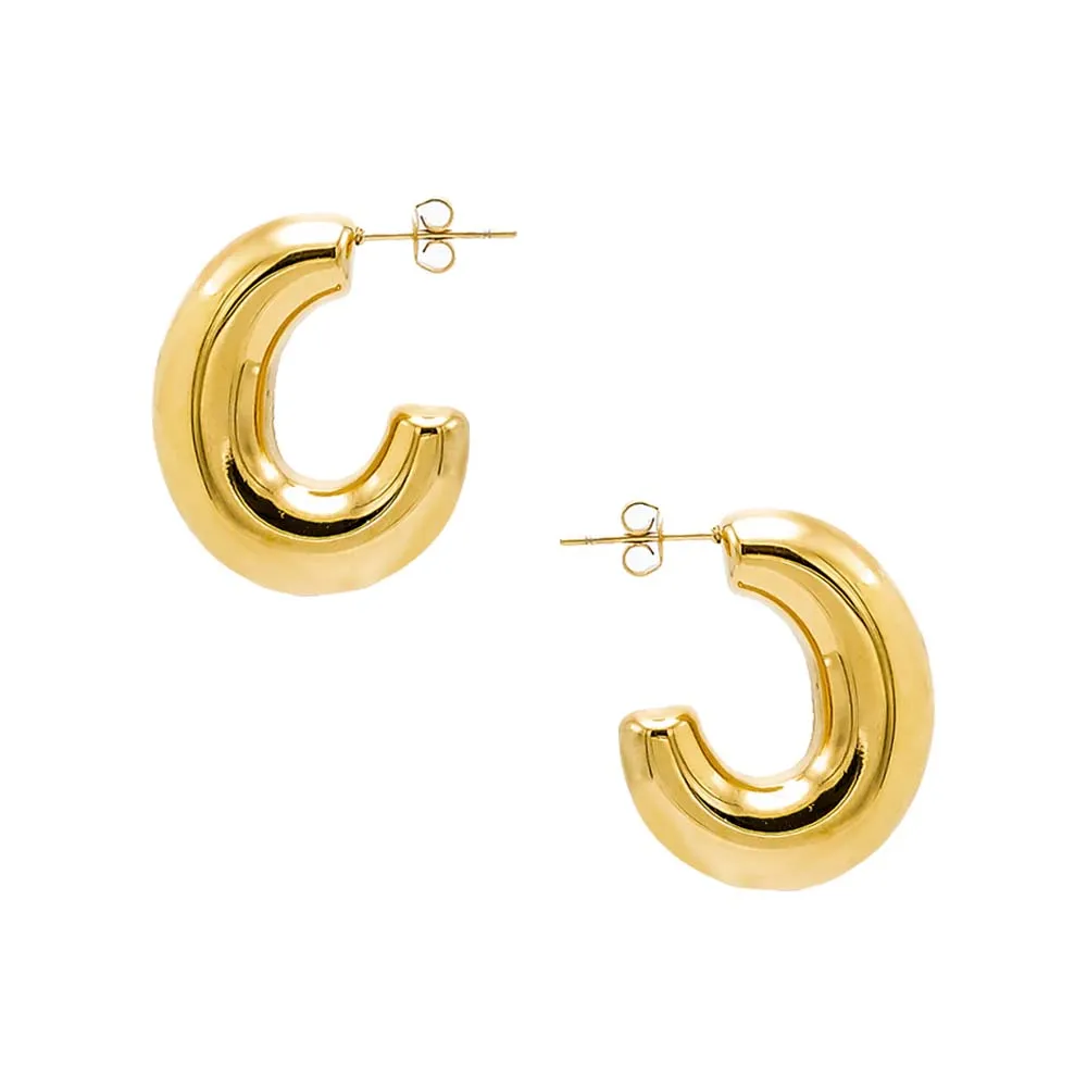 Mini Solid Open Oval Hoop Earring