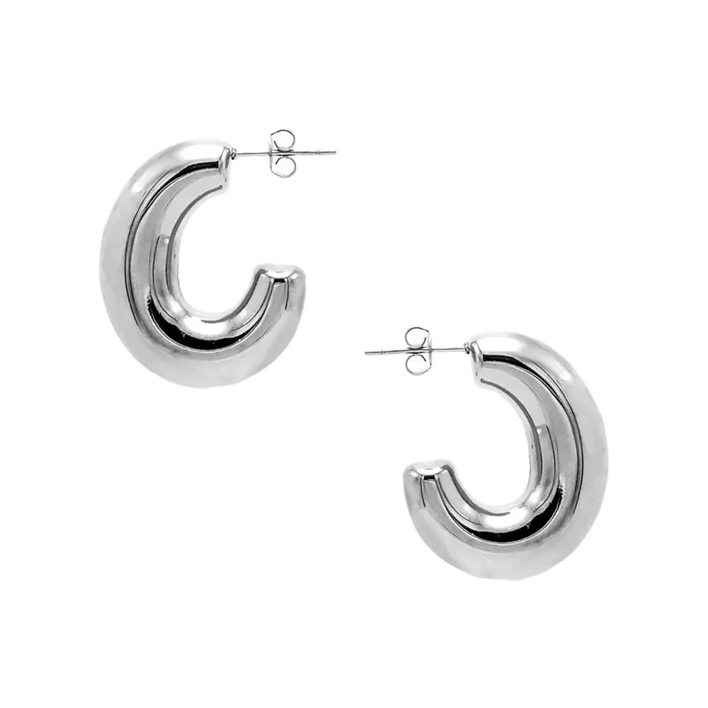 Mini Solid Open Oval Hoop Earring