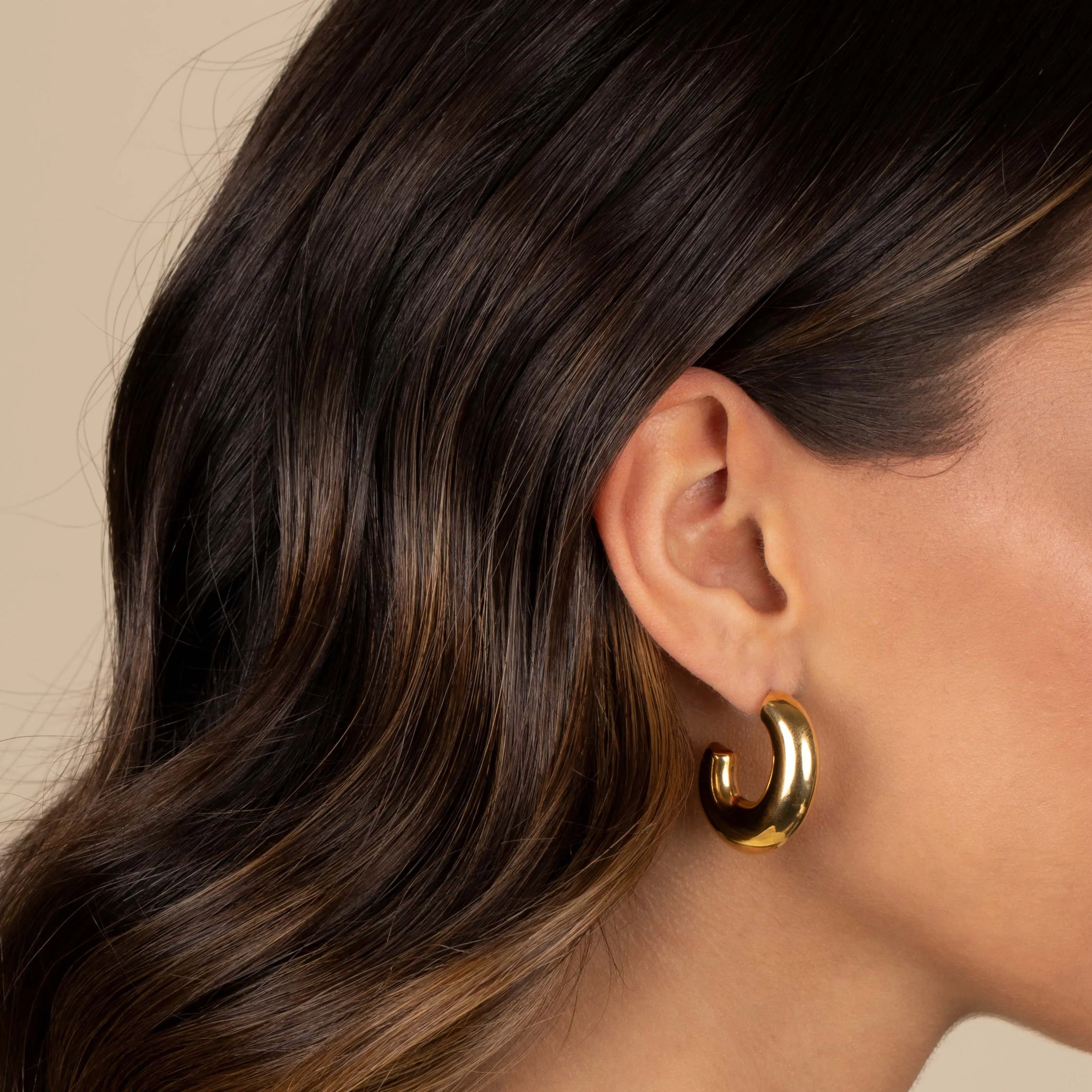 Mini Solid Open Oval Hoop Earring