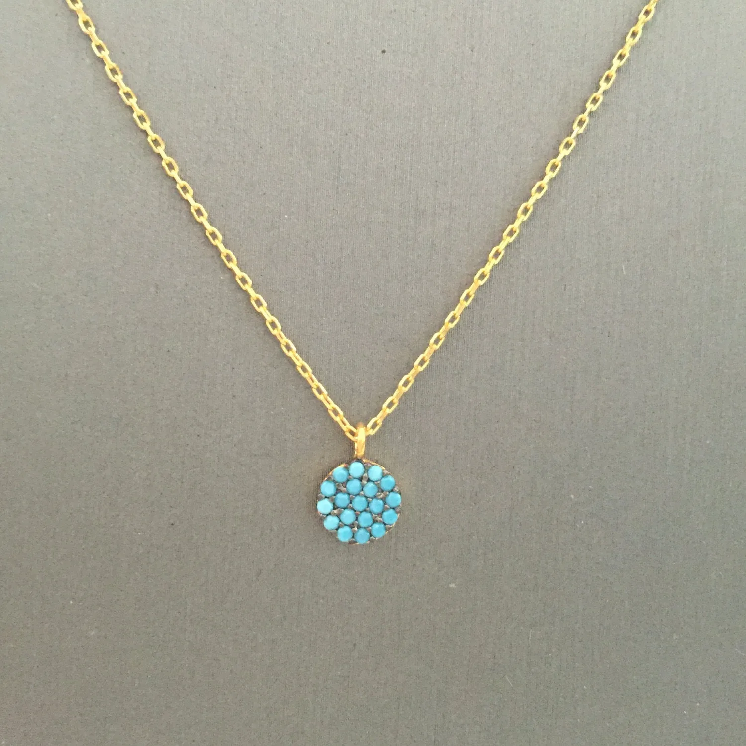 Mini Turquoise Disc Necklace