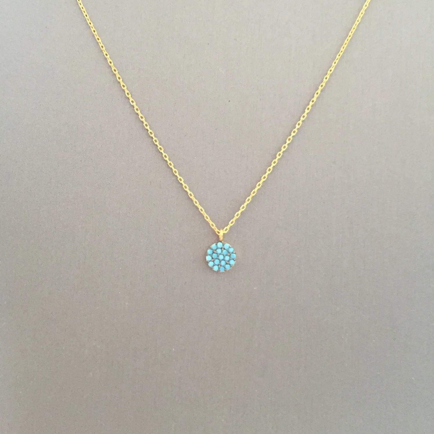 Mini Turquoise Disc Necklace