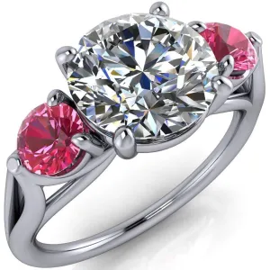 Mira Round Center Stone Pink Sapphire Side Split Shank Cathedral Hybrid Engagement Ring