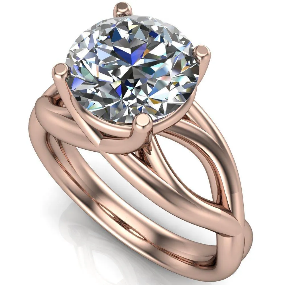 Miranda Round Center Stone 4 Prong Split Shank Engagement Ring