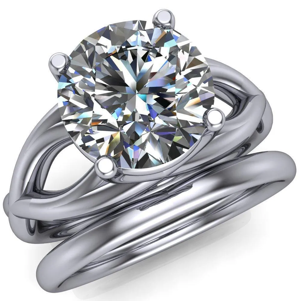 Miranda Round Center Stone 4 Prong Split Shank Engagement Ring