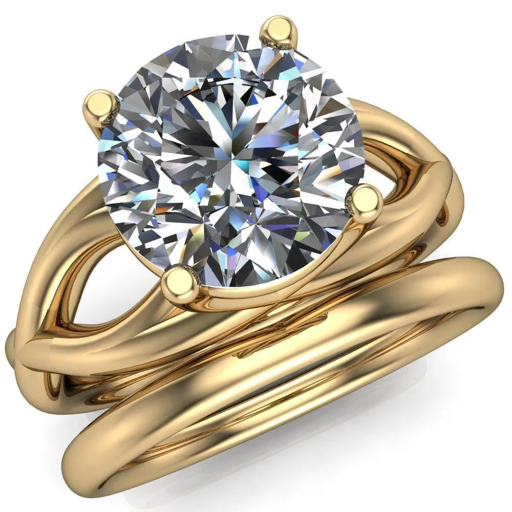 Miranda Round Center Stone 4 Prong Split Shank Engagement Ring