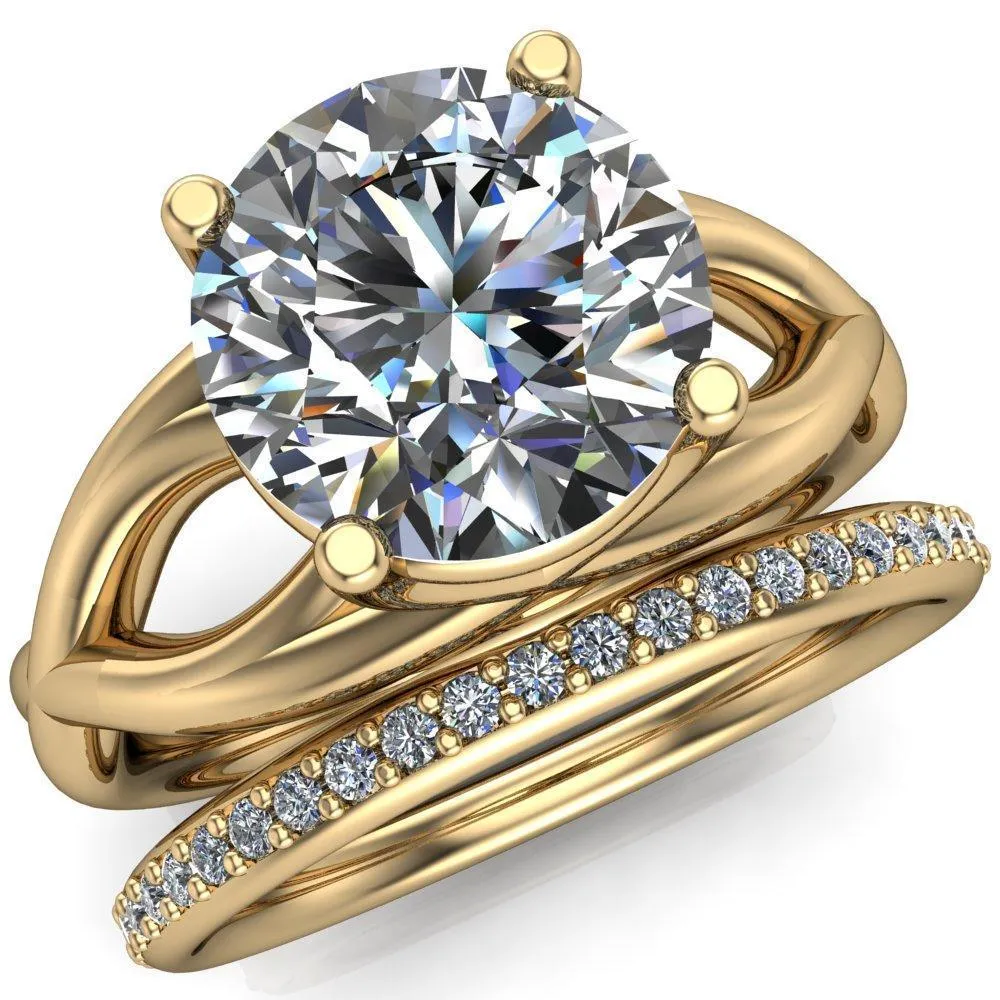 Miranda Round Center Stone 4 Prong Split Shank Engagement Ring