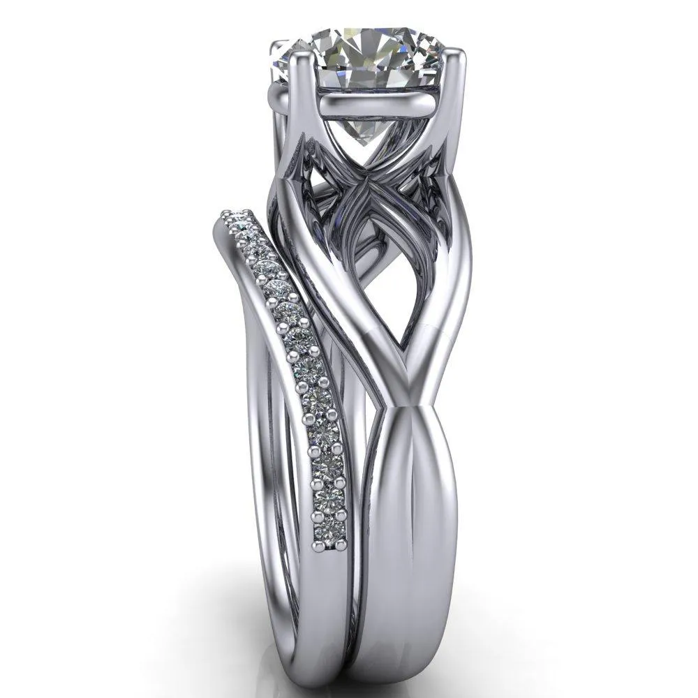Miranda Round Center Stone 4 Prong Split Shank Engagement Ring