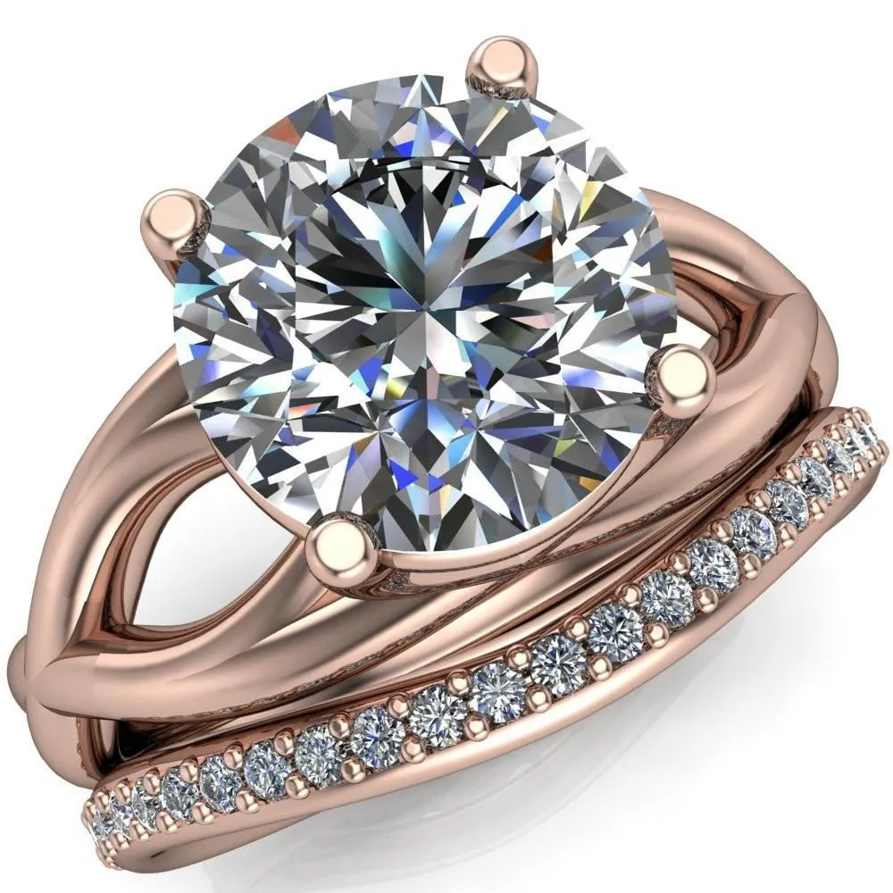 Miranda Round Center Stone 4 Prong Split Shank Engagement Ring