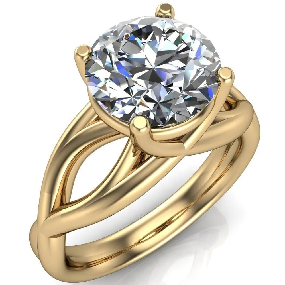 Miranda Round Center Stone 4 Prong Split Shank Engagement Ring