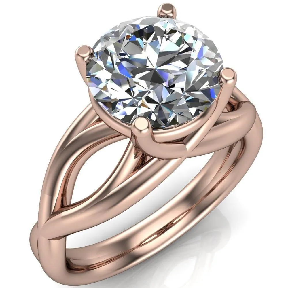 Miranda Round Center Stone 4 Prong Split Shank Engagement Ring
