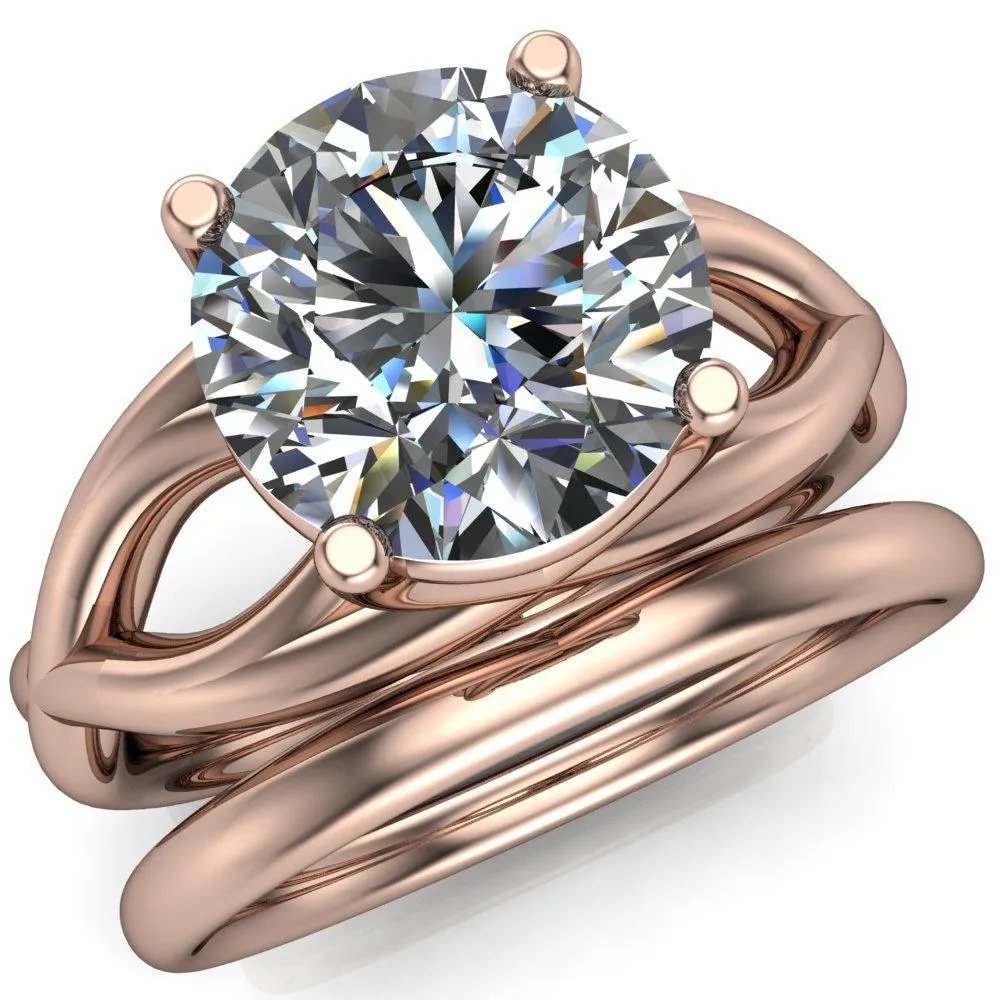 Miranda Round Center Stone 4 Prong Split Shank Engagement Ring
