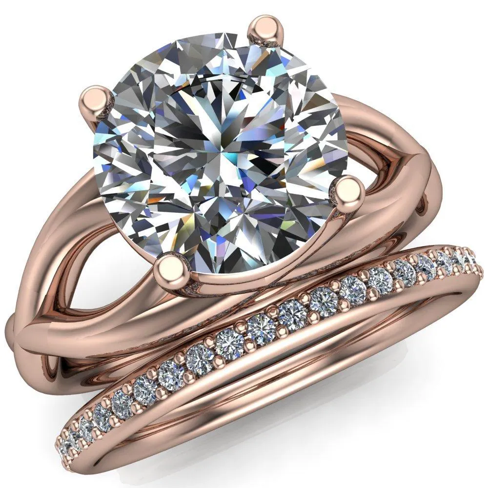 Miranda Round Center Stone 4 Prong Split Shank Engagement Ring