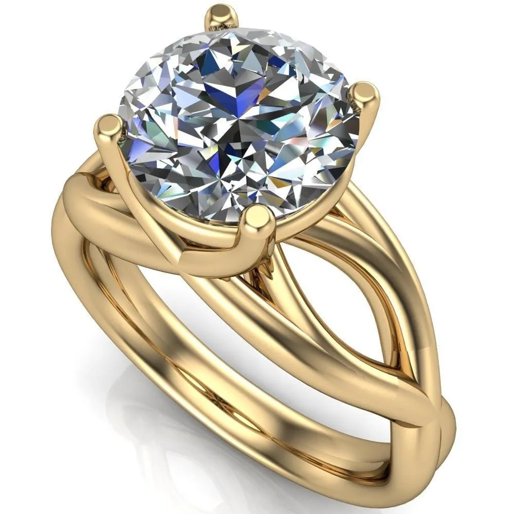 Miranda Round Center Stone 4 Prong Split Shank Engagement Ring