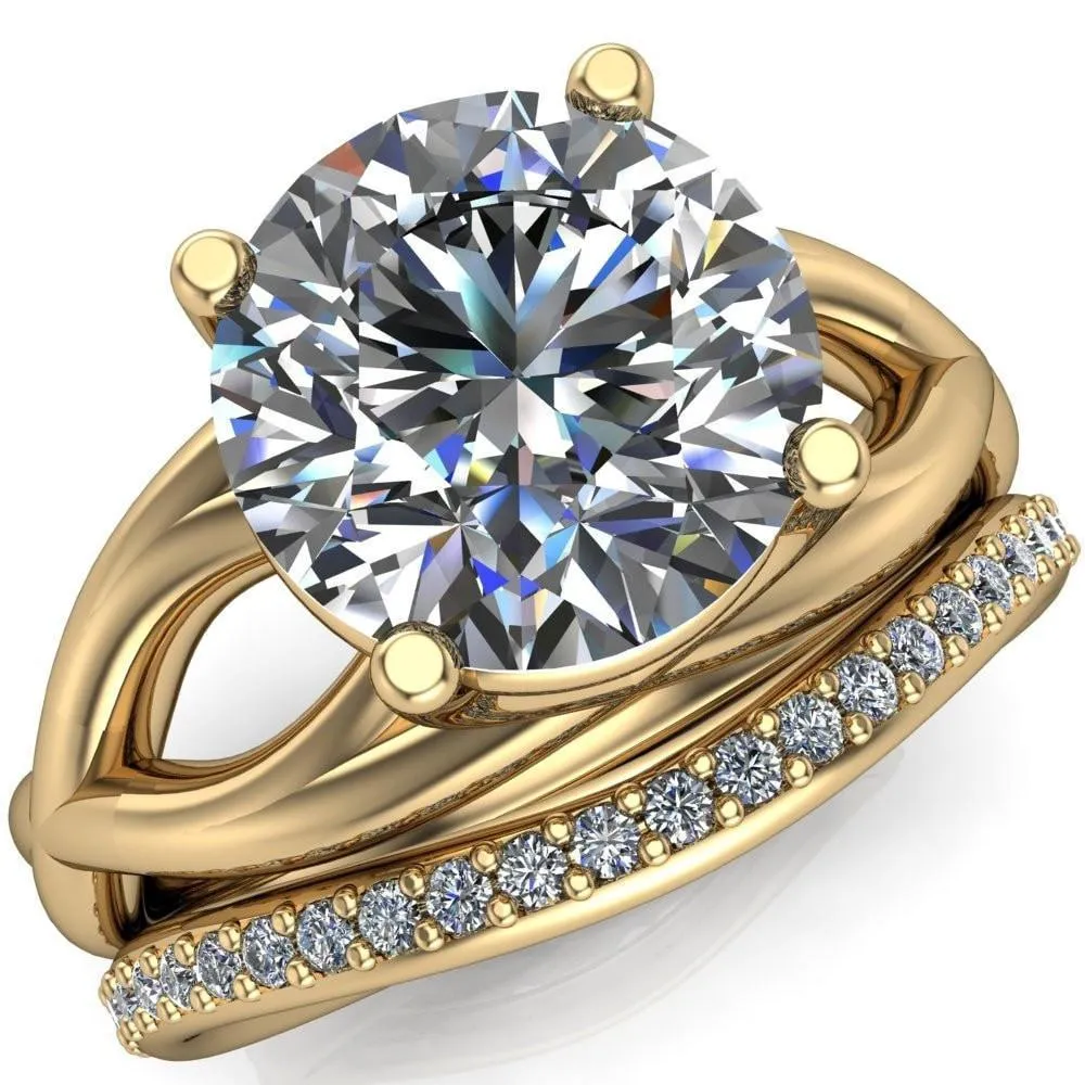 Miranda Round Center Stone 4 Prong Split Shank Engagement Ring