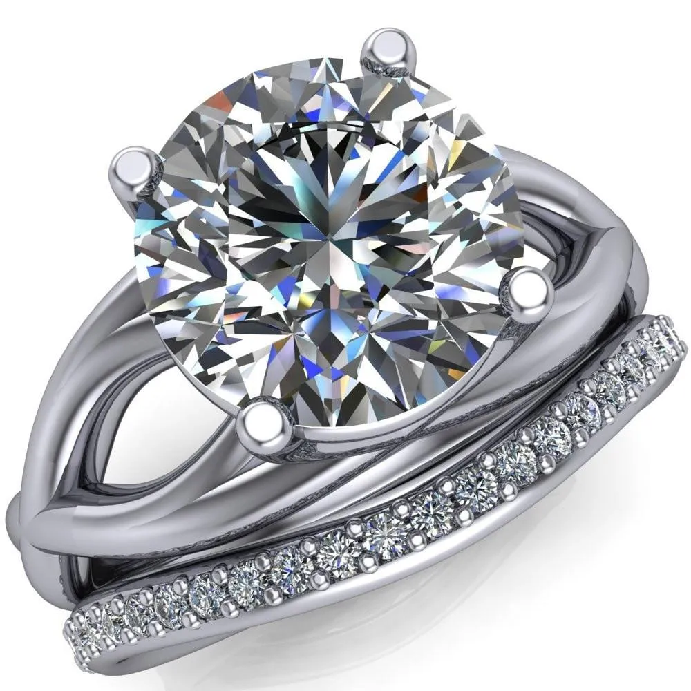 Miranda Round Center Stone 4 Prong Split Shank Engagement Ring