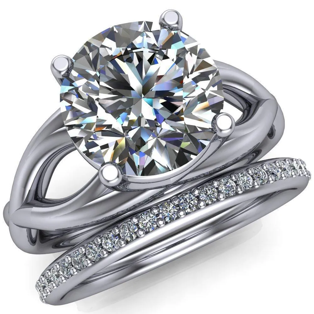 Miranda Round Center Stone 4 Prong Split Shank Engagement Ring