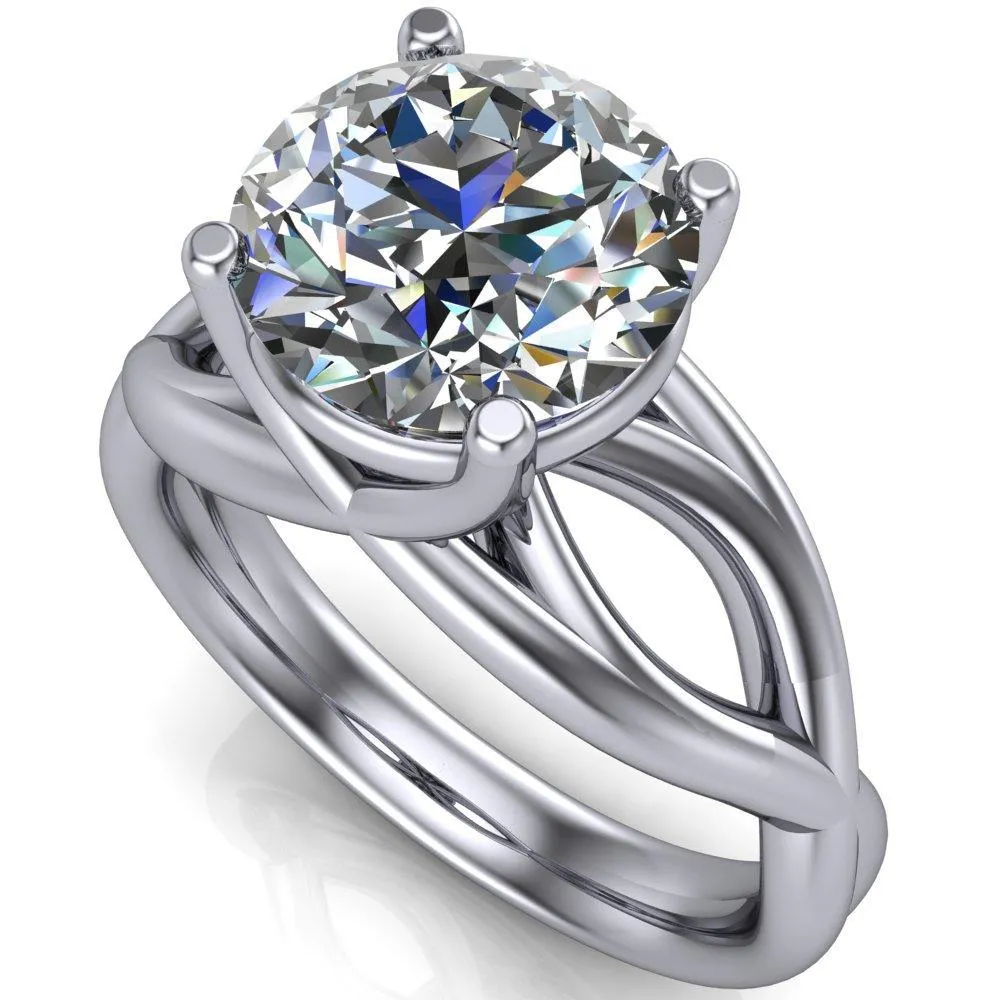 Miranda Round Center Stone 4 Prong Split Shank Engagement Ring