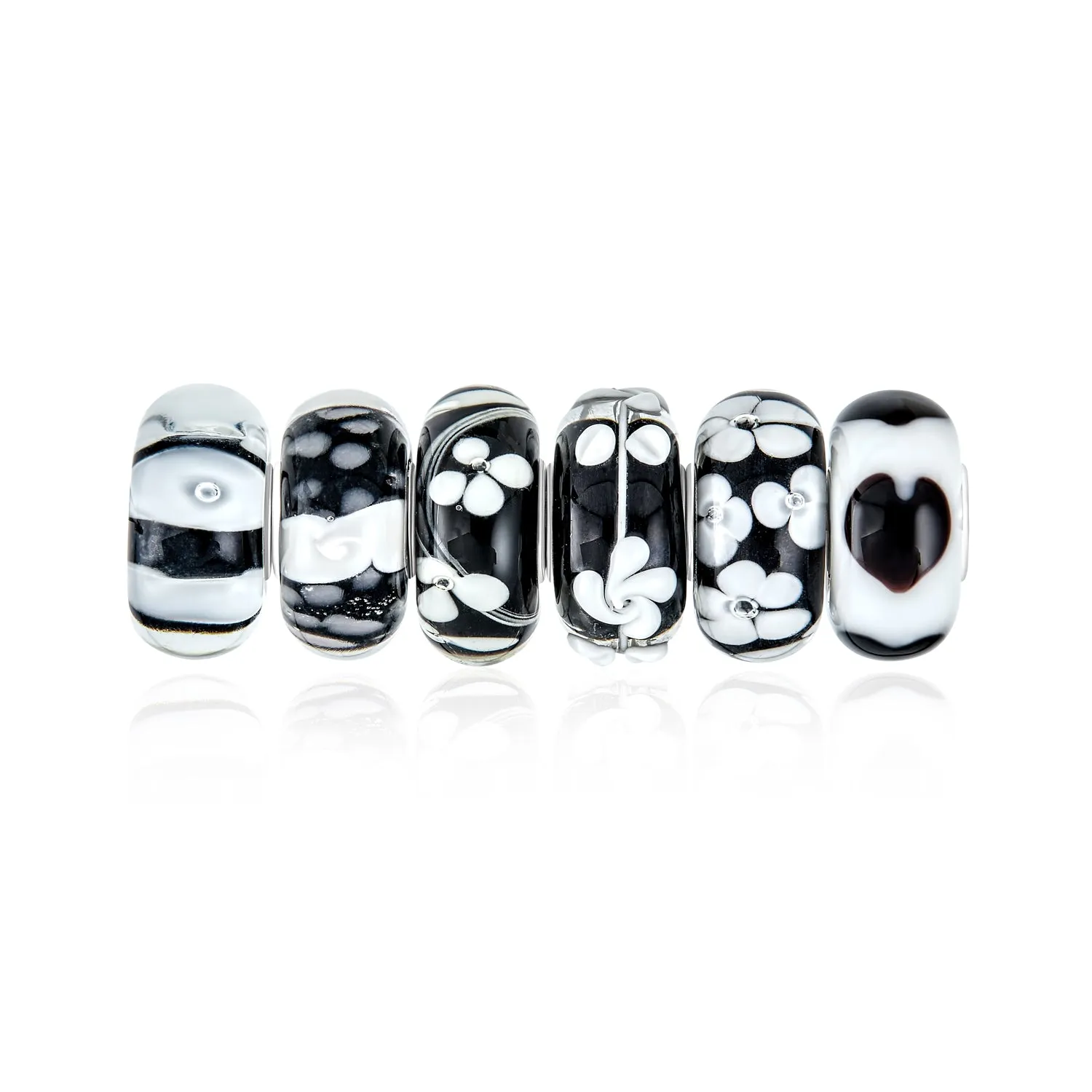 Mixed Set Sterling Silver Core Murano Glass Charm Bead for European Bracelet