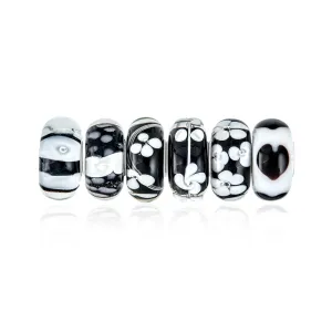 Mixed Set Sterling Silver Core Murano Glass Charm Bead for European Bracelet