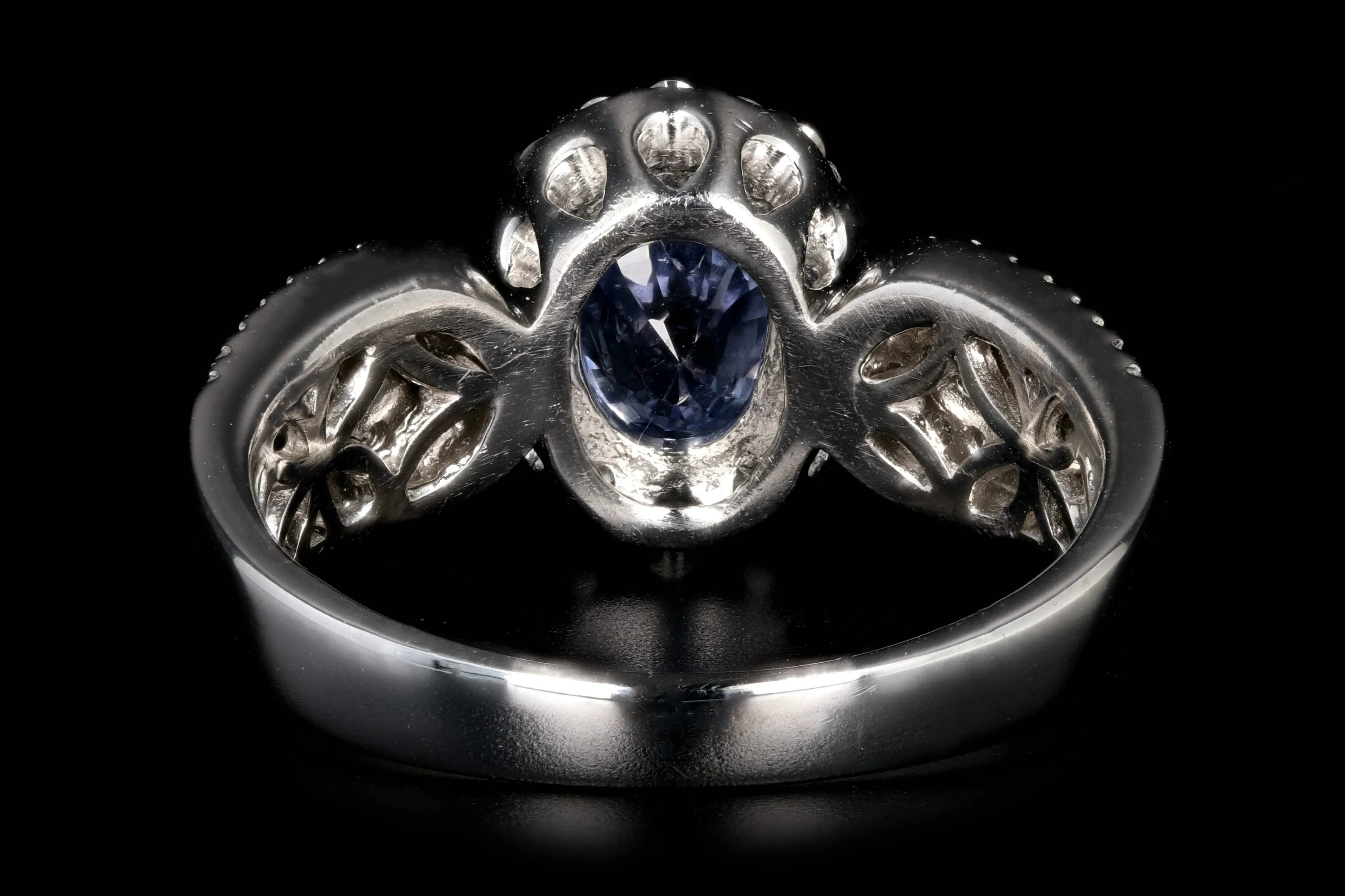 Modern 18K White Gold 1.75 CTR No Heat Natural Sapphire and Diamond Ring