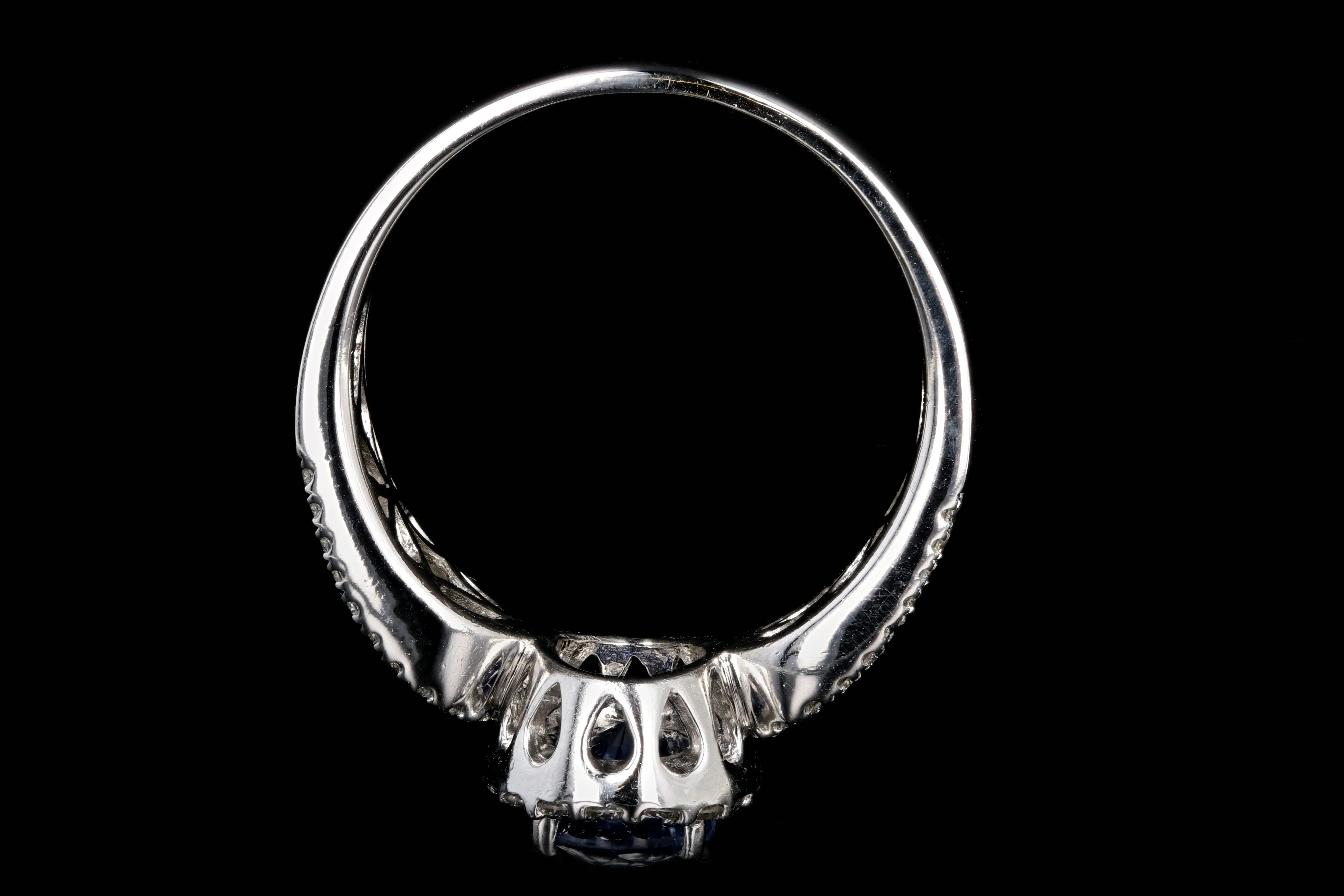 Modern 18K White Gold 1.75 CTR No Heat Natural Sapphire and Diamond Ring