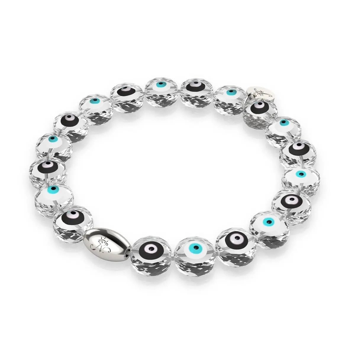 Monochromatic | .925 Sterling Silver | Crystal Evil Eye Bracelet