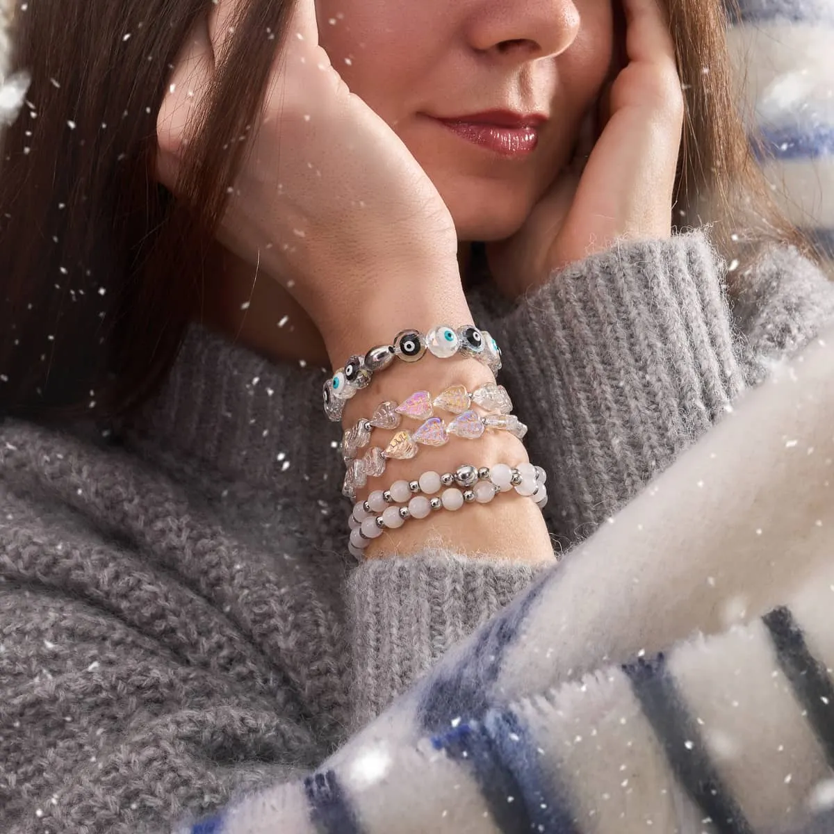 Monochromatic | .925 Sterling Silver | Crystal Evil Eye Bracelet