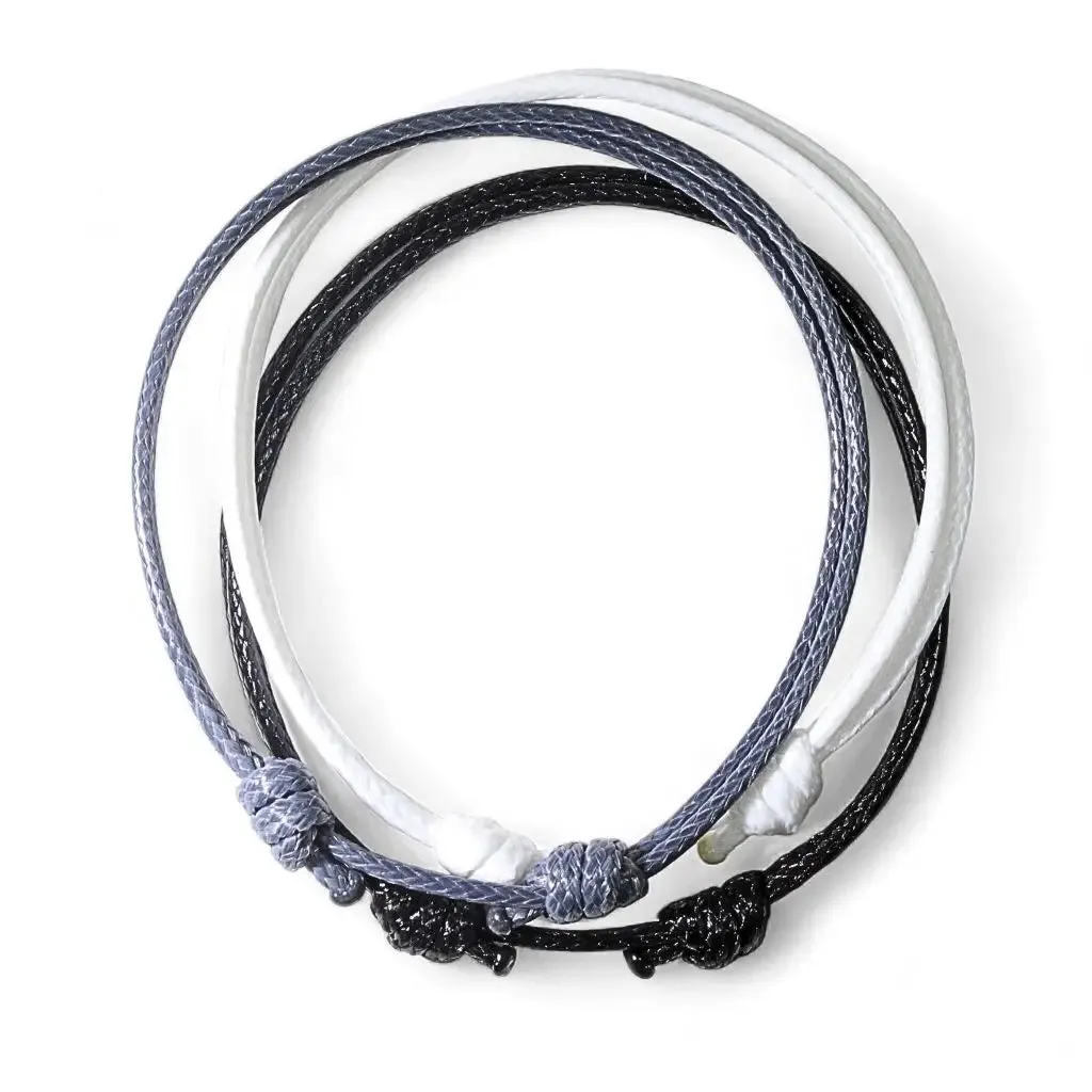 Monochrome Harmony Trio - Triple Cord Bracelet Set