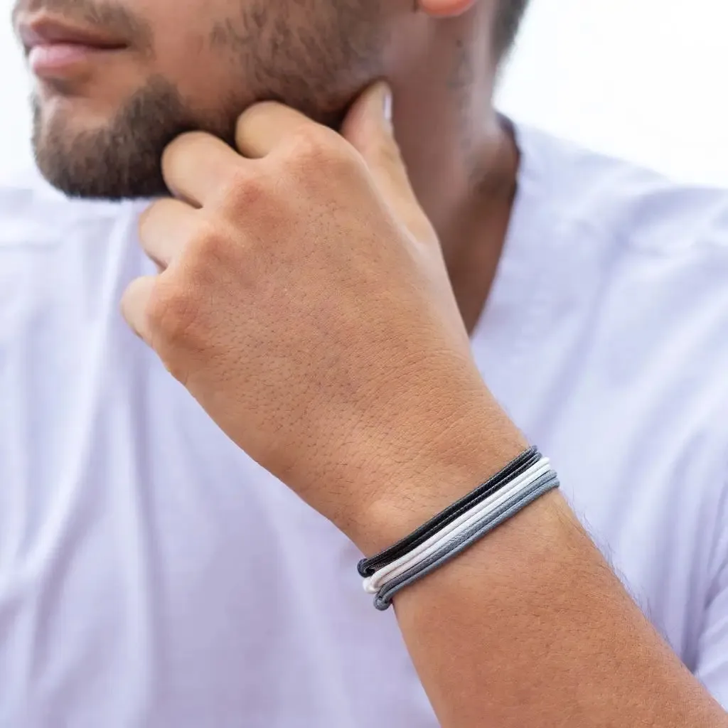 Monochrome Harmony Trio - Triple Cord Bracelet Set