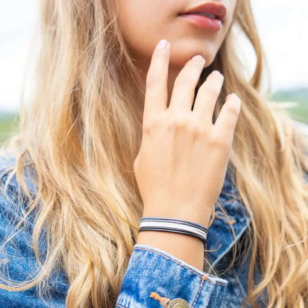 Monochrome Harmony Trio - Triple Cord Bracelet Set