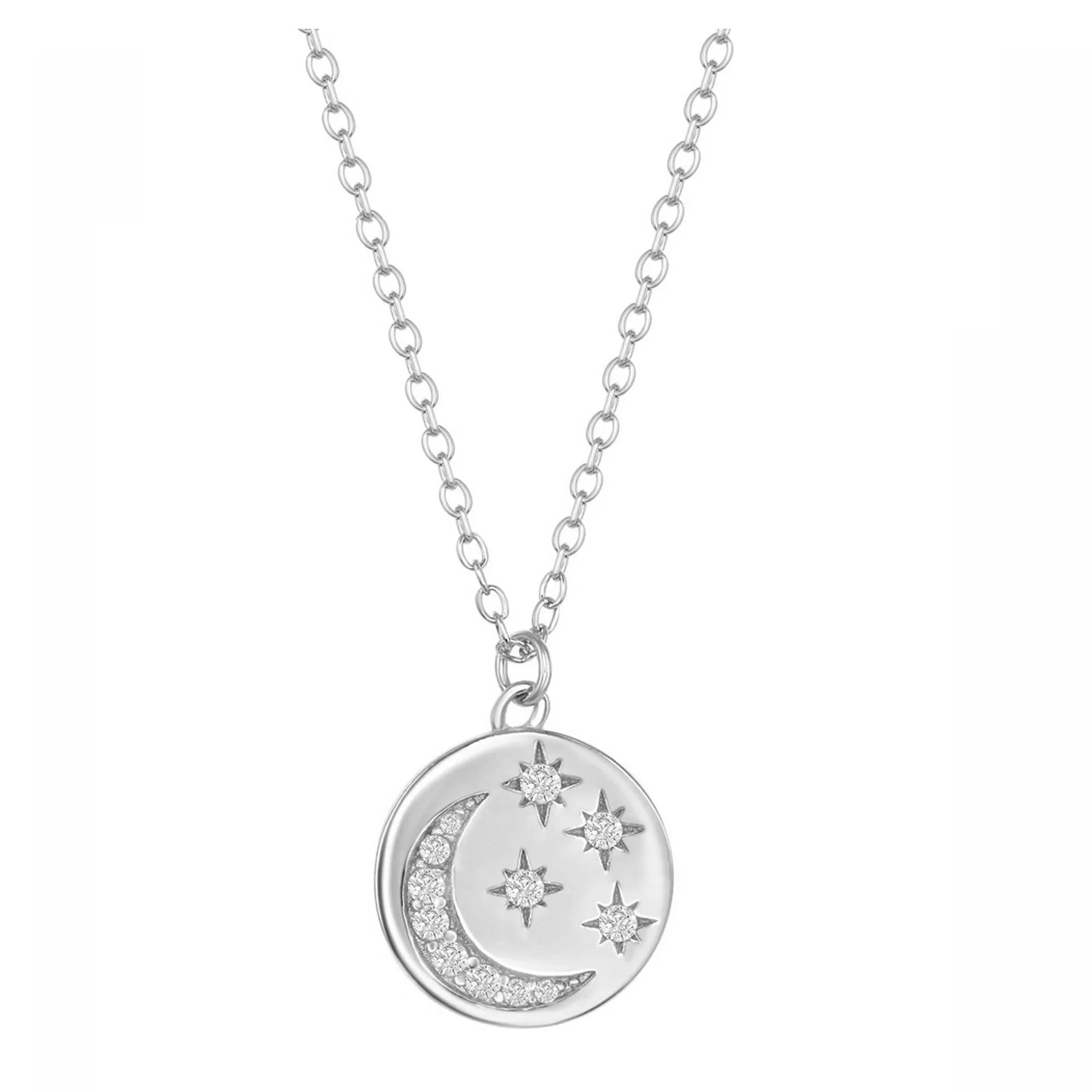 Moon & Stars Disc Necklace