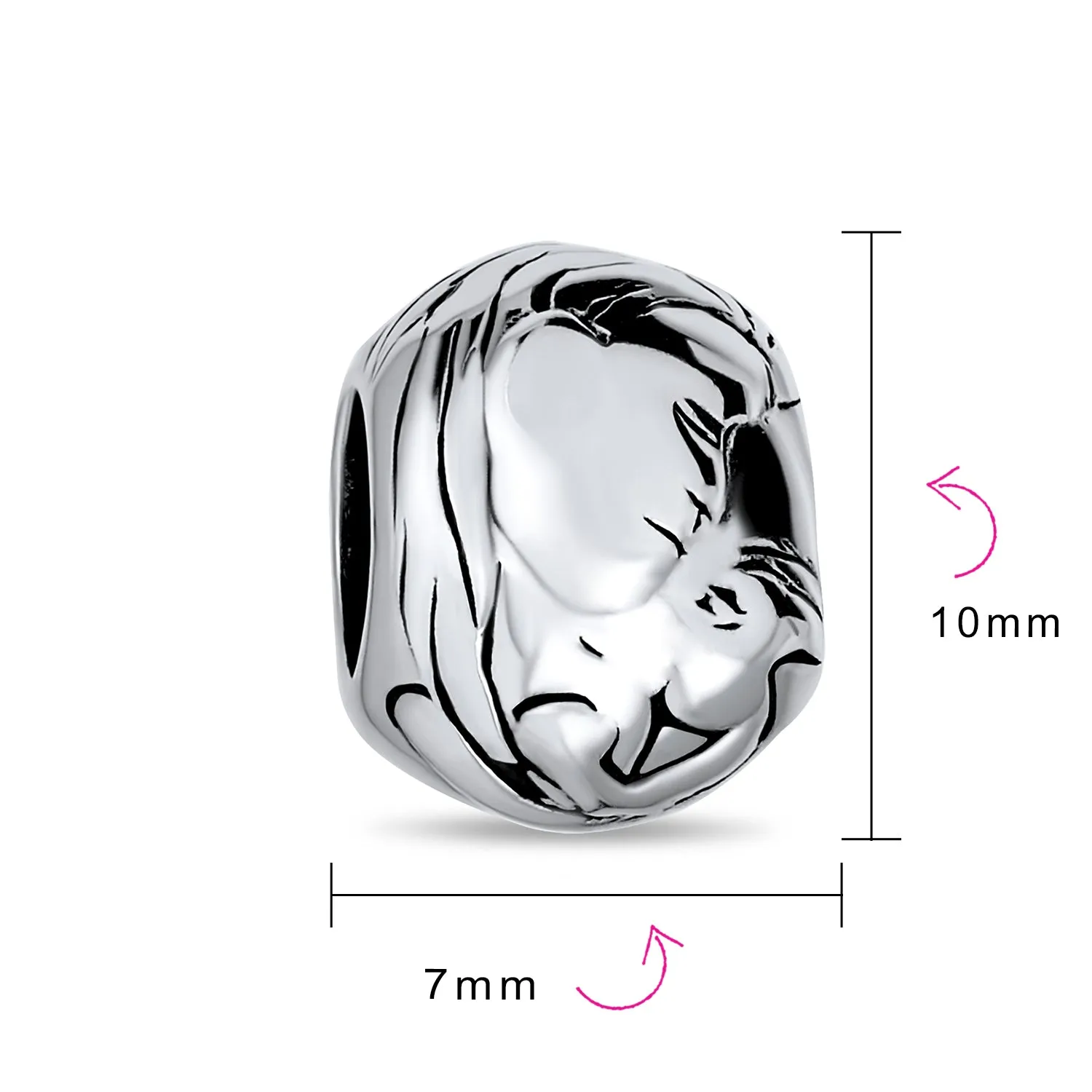 Mother Loving Family Charm Bead Sterling Silver for European Bracelet Wife Gift