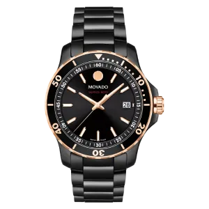 Movado 800 Series Black Stainless Steel Black Dial Quartz Watch for Gents - 2600162