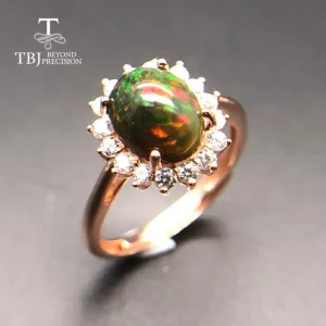 Multi-color Black Opal Natural Gemstone Oval Ring