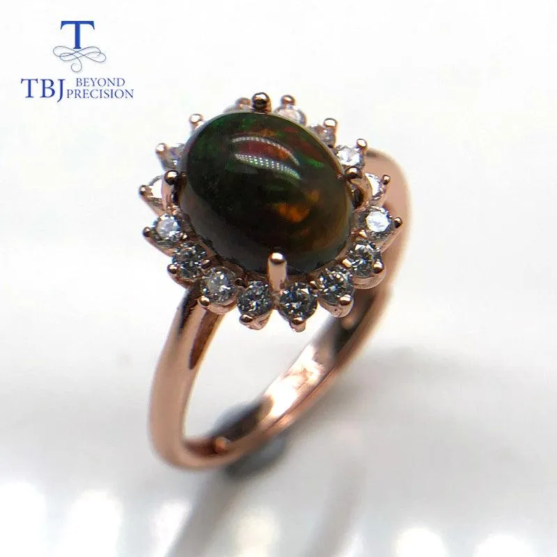 Multi-color Black Opal Natural Gemstone Oval Ring