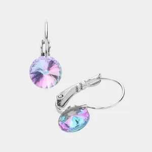 Multi-Color Round Crystal Lever Back Pageant Earrings | Interview Earrings |  376358