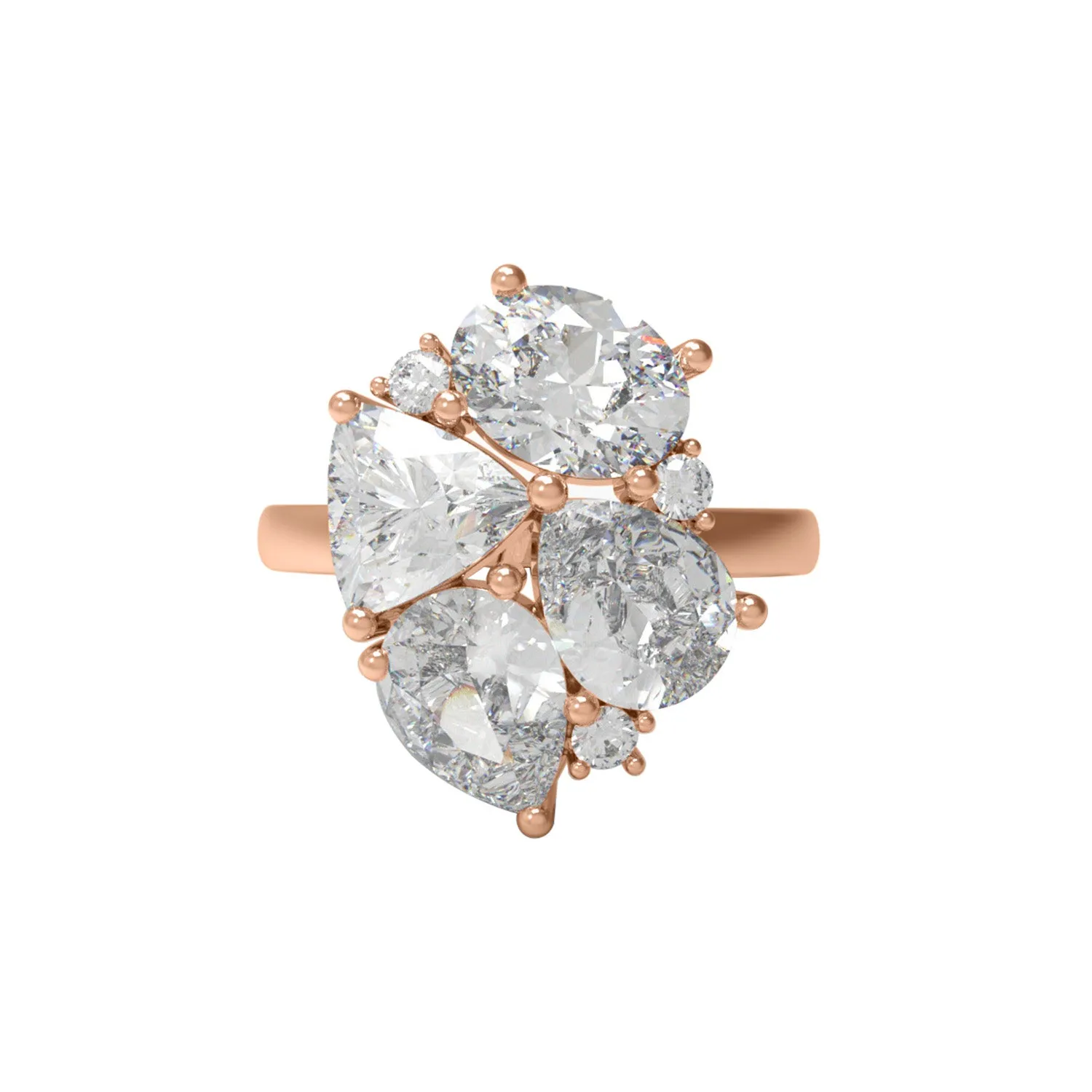 Multi Shape Four Stone Moissanite 925 Sterling Silver Unique Ring For Women Ring
