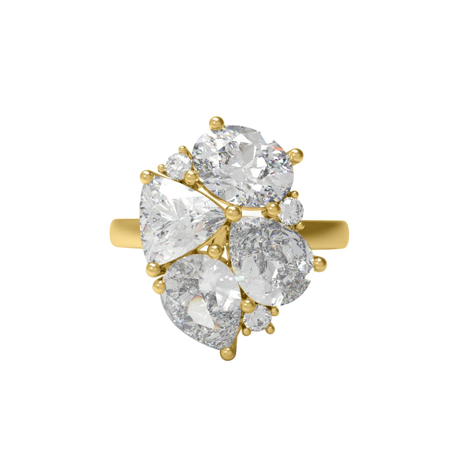 Multi Shape Four Stone Moissanite 925 Sterling Silver Unique Ring For Women Ring