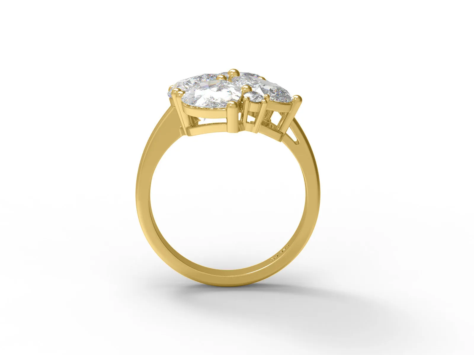 Multi Shape Four Stone Moissanite 925 Sterling Silver Unique Ring For Women Ring