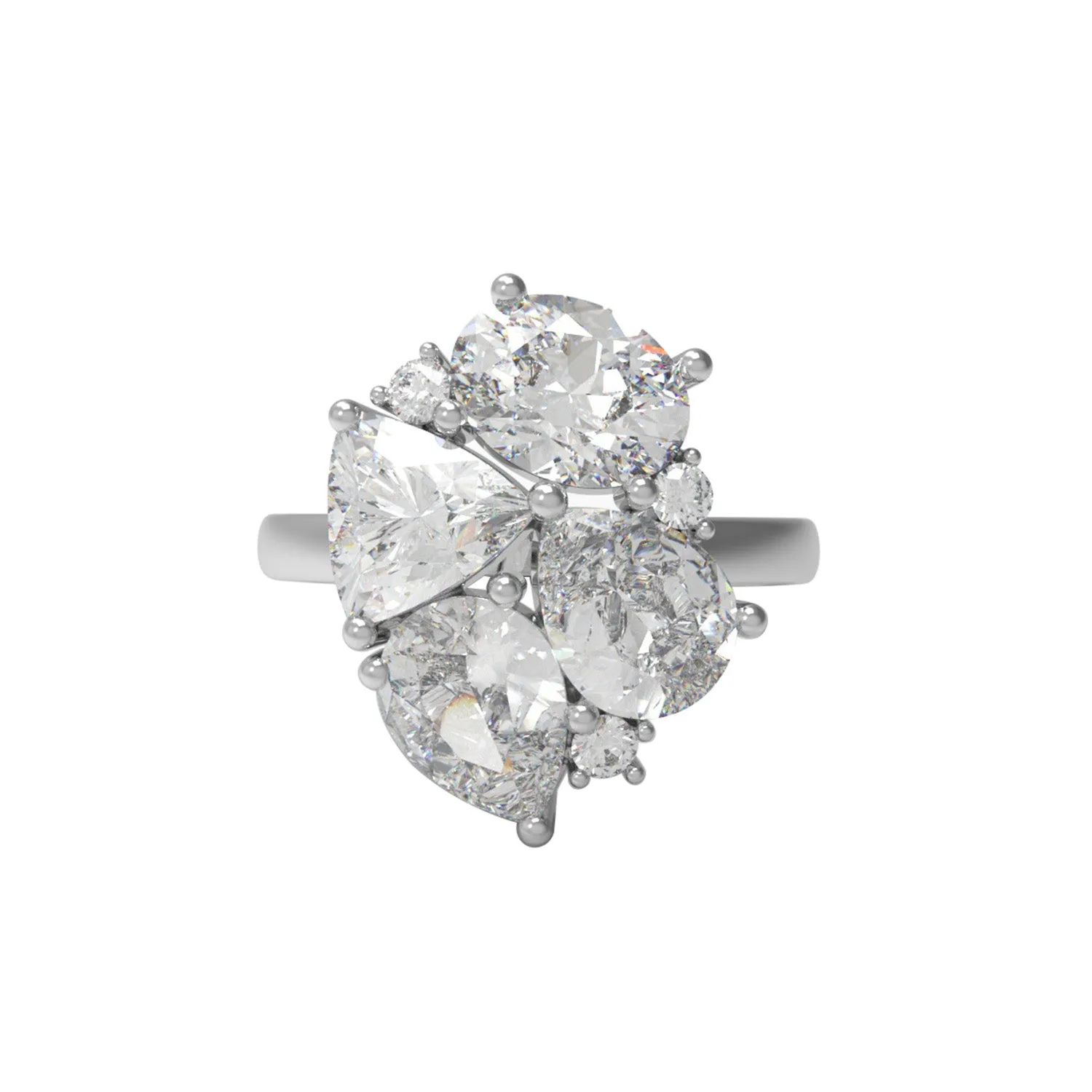 Multi Shape Four Stone Moissanite 925 Sterling Silver Unique Ring For Women Ring