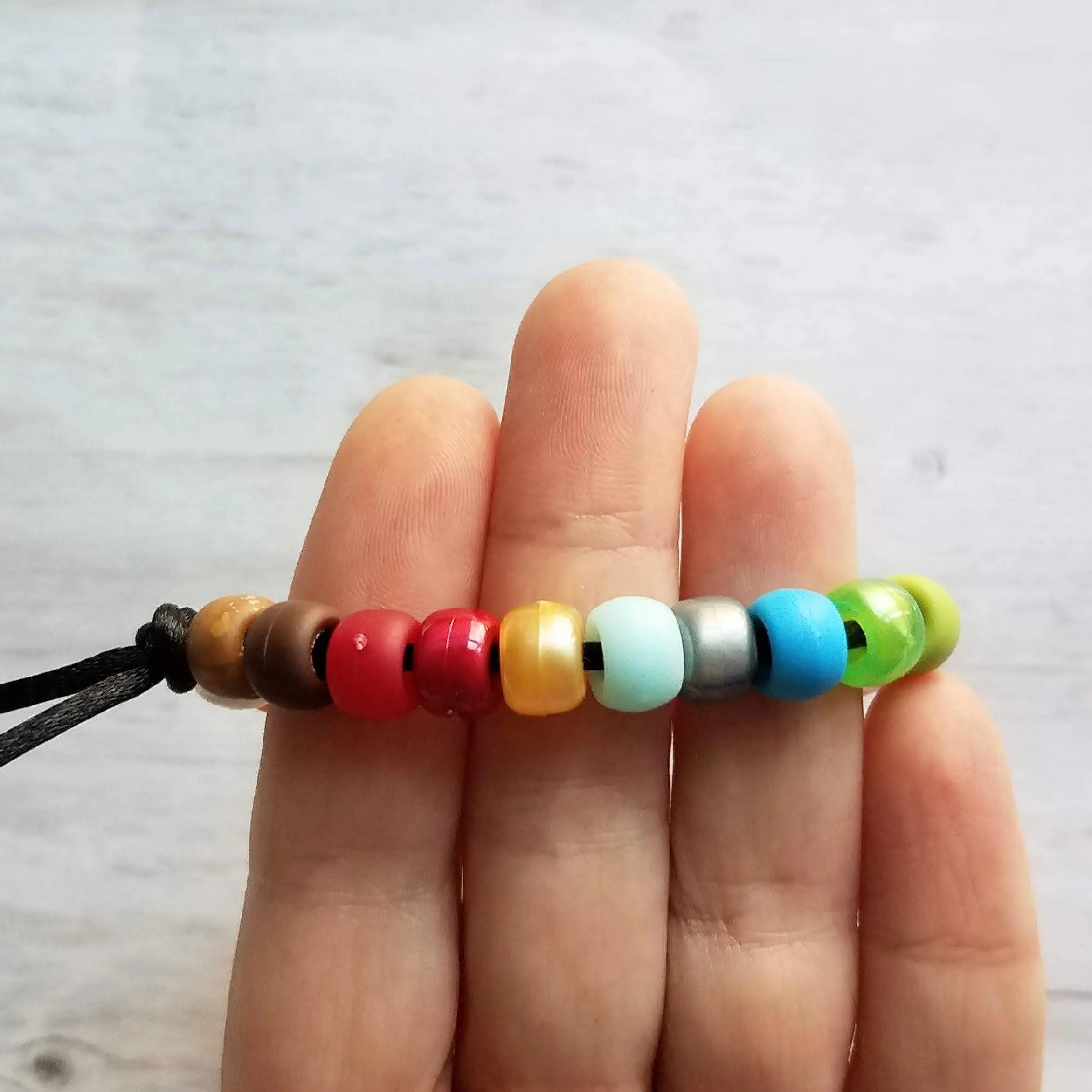 Multicolor Bead Bracelet, designer style bracelet, tie cord bracelet, large roller bead bracelet, faux glass crow beads, big chunky mix VSCO