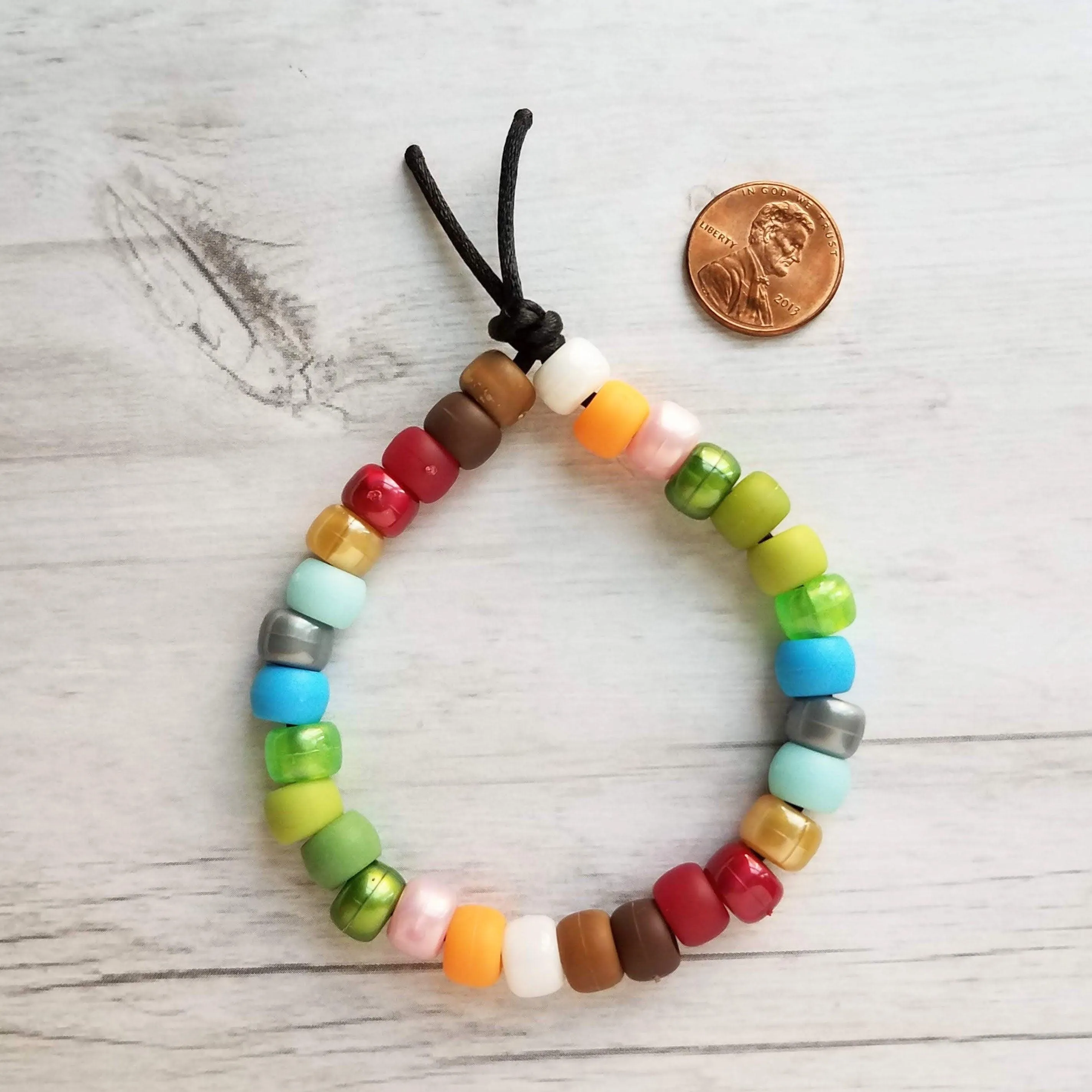 Multicolor Bead Bracelet, designer style bracelet, tie cord bracelet, large roller bead bracelet, faux glass crow beads, big chunky mix VSCO