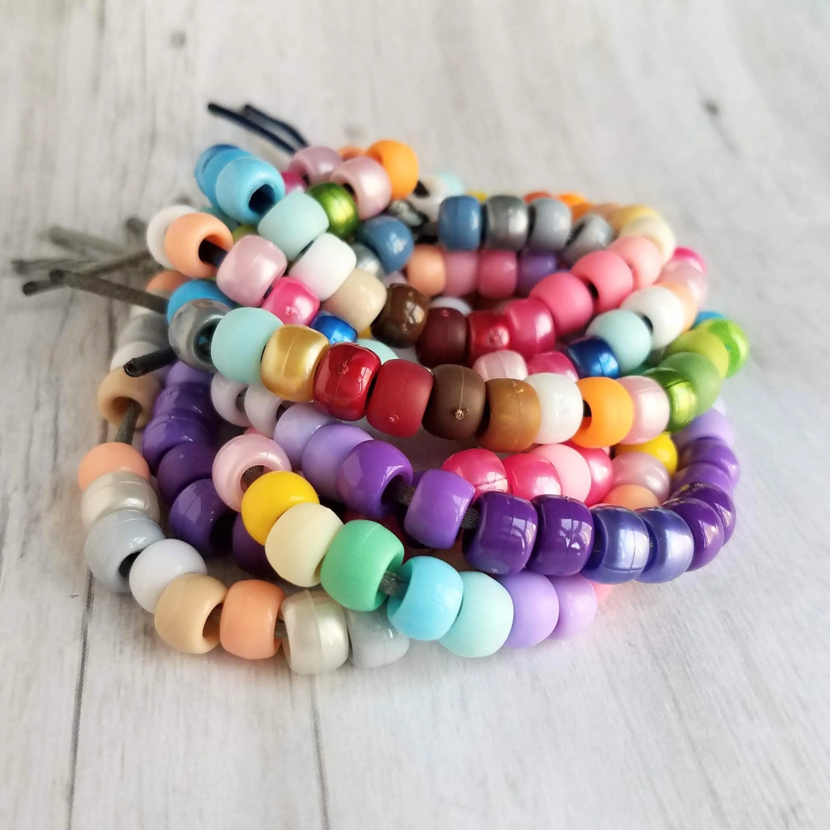 Multicolor Bead Bracelet, designer style bracelet, tie cord bracelet, large roller bead bracelet, faux glass crow beads, big chunky mix VSCO