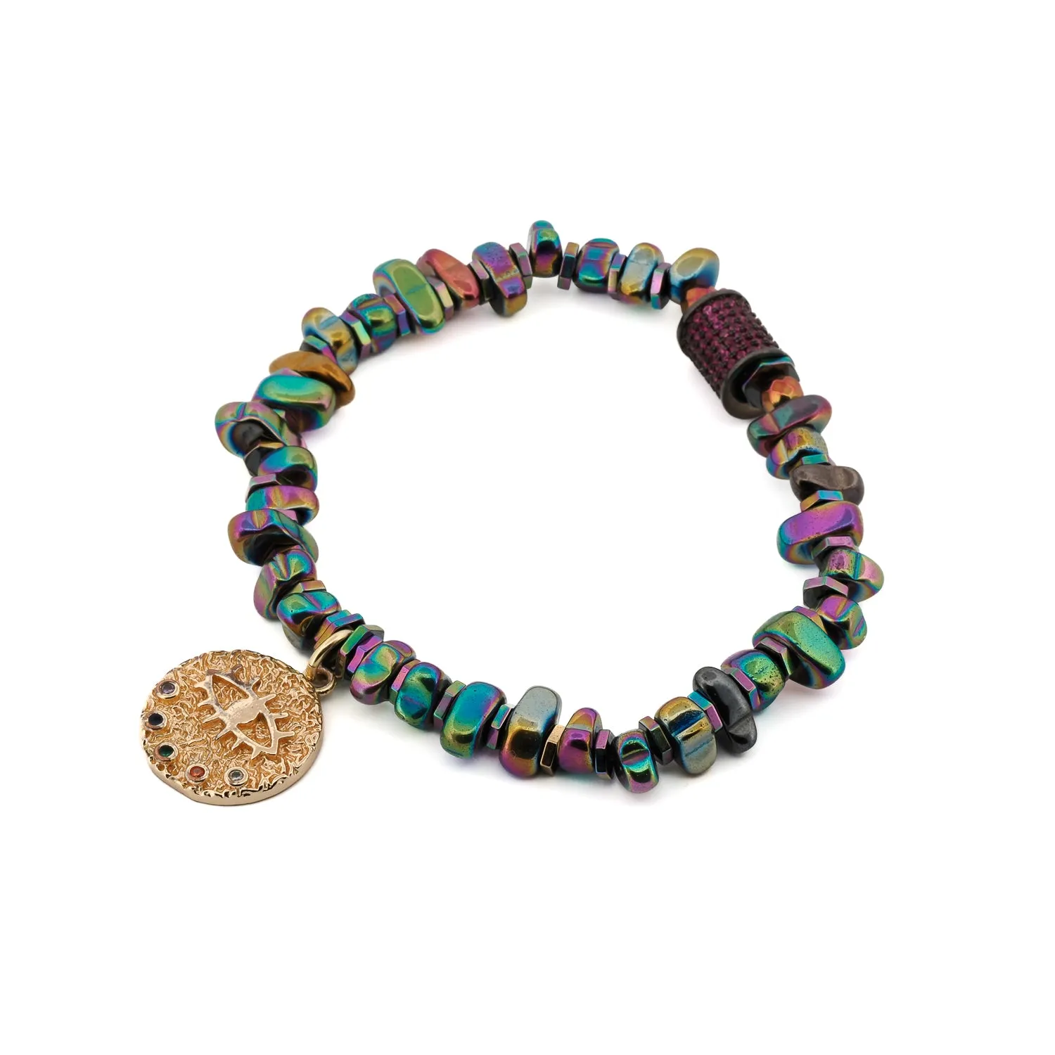 Multicolor Hematite Stone Protective Evil Eye Lucky Elephant Bracelet Set