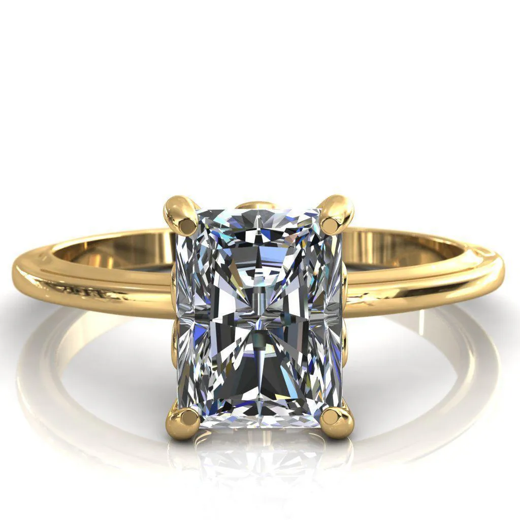 Murmur Radiant Center Stone Swan   Flower Engagement Ring